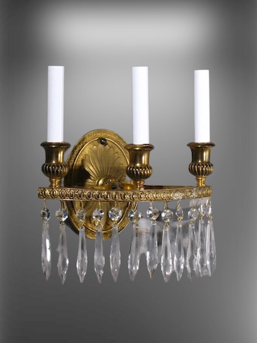 Pair of Crystal & Brass Candle Sconces